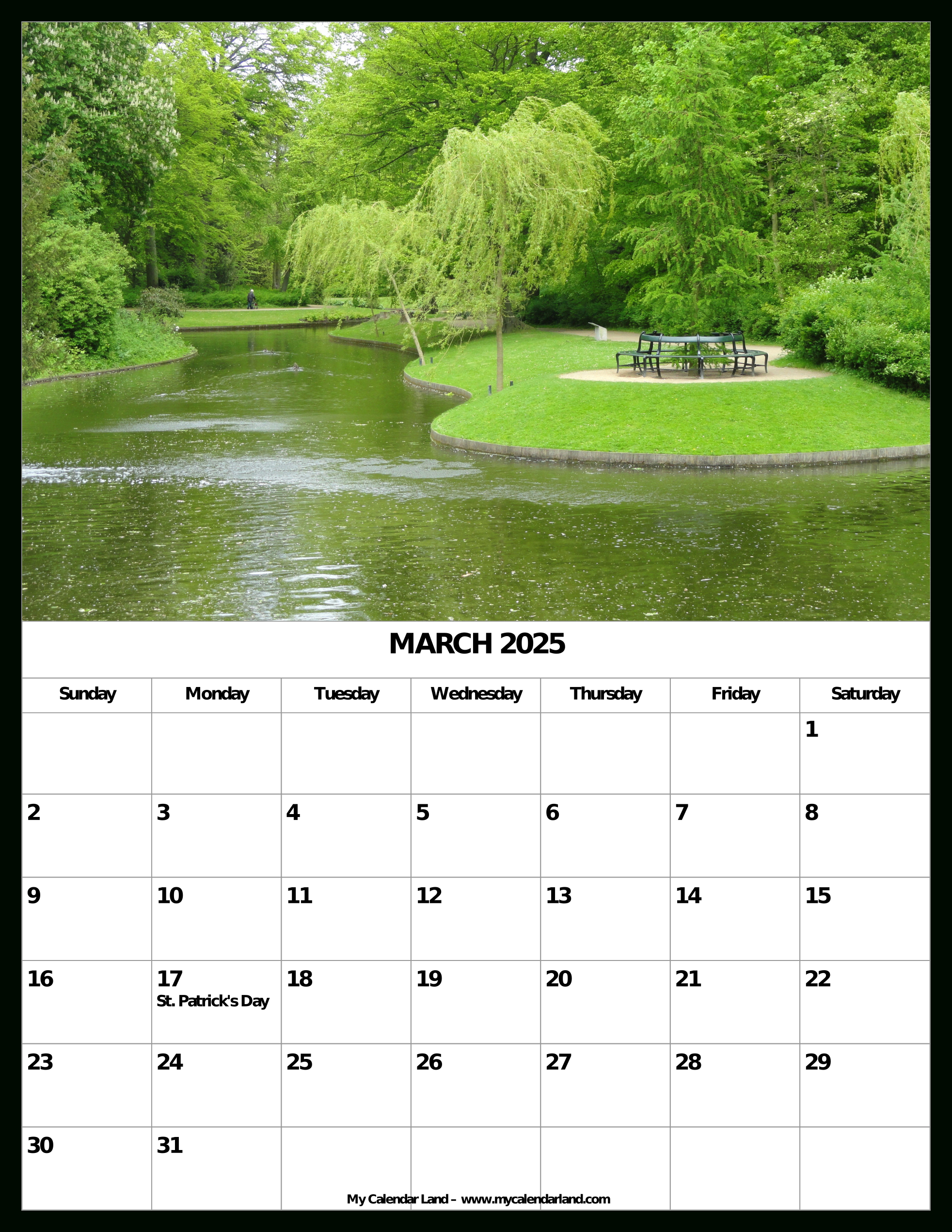 March 2025 Calendar - My Calendar Land with Great Lakes 2025 Calendar Printable
