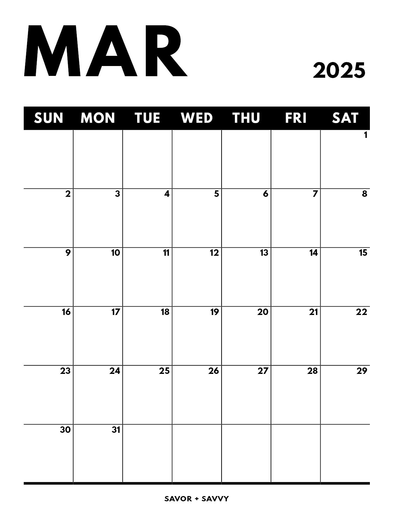 March 2025 Calendar Templates - 14 Free Printables - Savor + Savvy intended for I Love Beer 2025 Calendar Printable