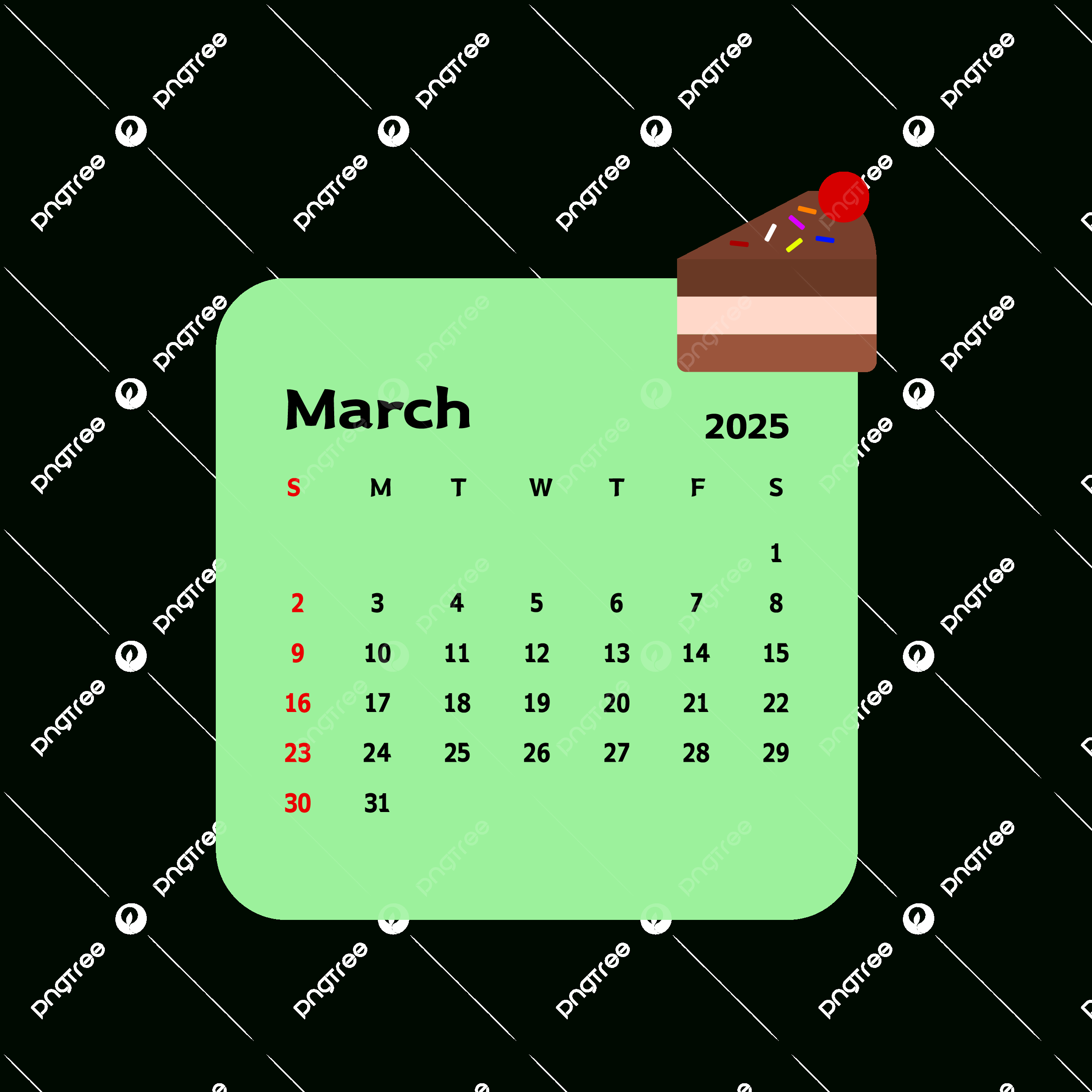 March 2025 Calendar With Chocolate Cutting Cake Cartoon Vector throughout Chocolate 2025 Calendar Printable