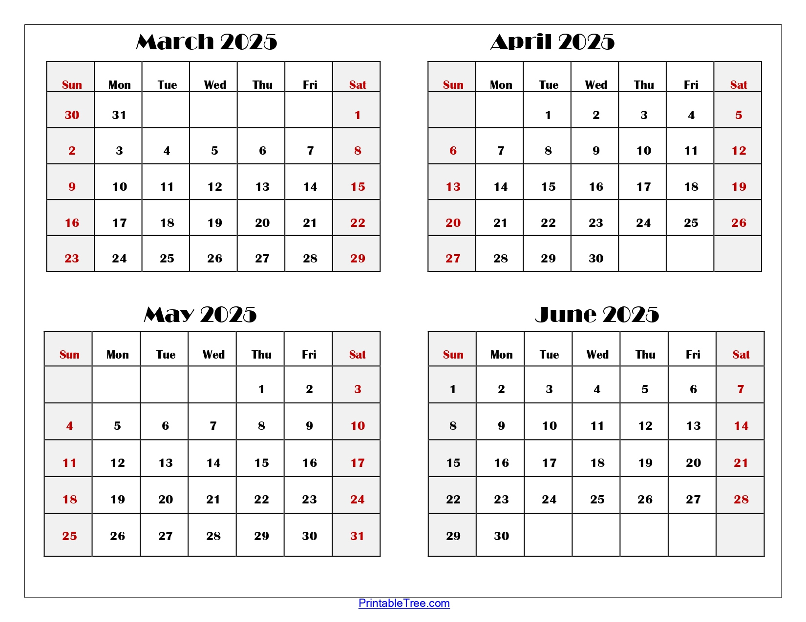 March To June 2025 Calendar Printable Pdf | Four Months Calendar pertaining to March April May June Calendar 2025