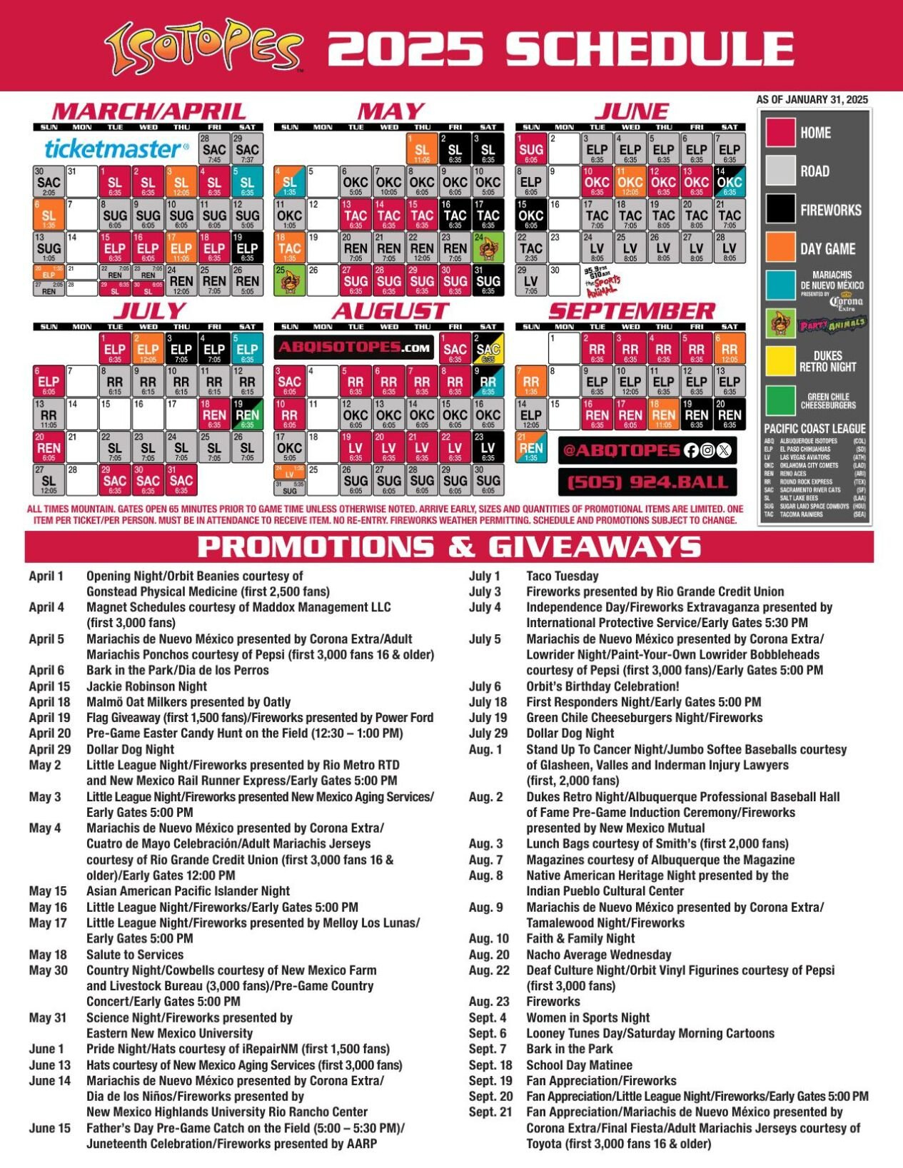 Mariachis, Bark In The Park And More: Isotopes Announce 2025 for Col Kansas Jayhawks 2025 Calendar Printable