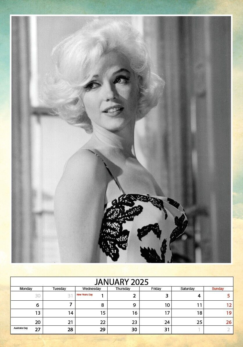 Marilyn Monroe Calendar 2025 (Dream) with regard to Marilyn Monroe Black And White 2025 Calendar Printable