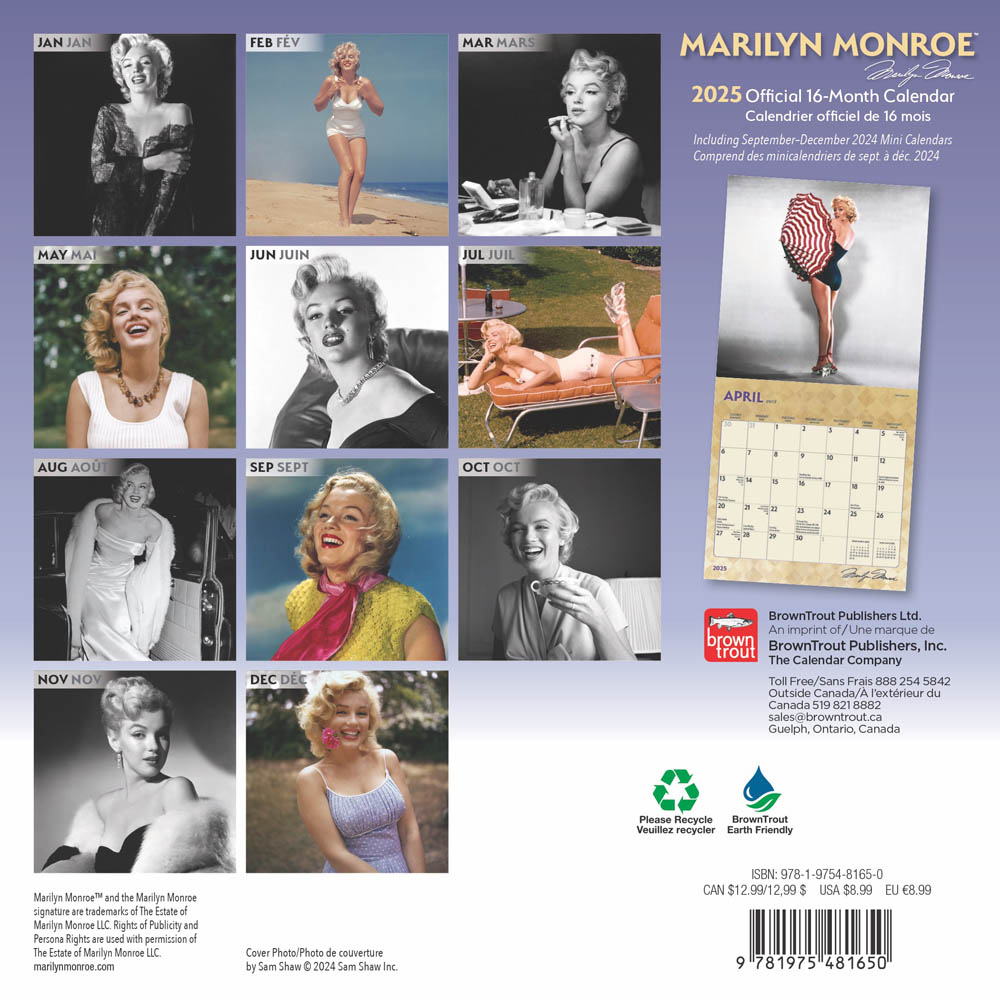 Marilyn Monroe Official | 2025 7 X 14 Inch Monthly Mini Wall inside Marilyn Monroe 2025 Calendar Printable