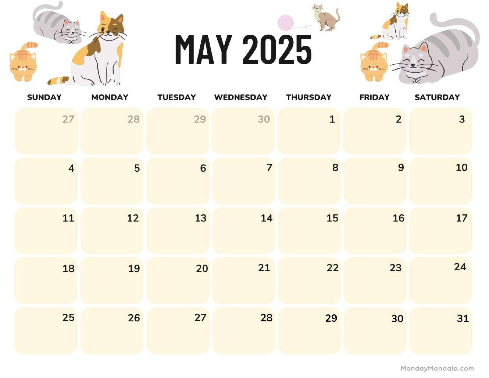 May 2025 Calendar (52 Free Pdf Printables) regarding Dog Mom 2025 Calendar Printable