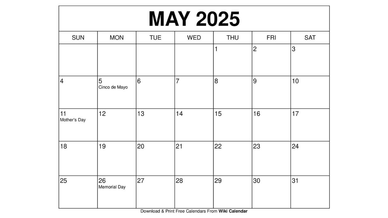 May 2025 Calendar - Printable Templates &amp;amp; More inside God Bless America 2025 Calendar Printable