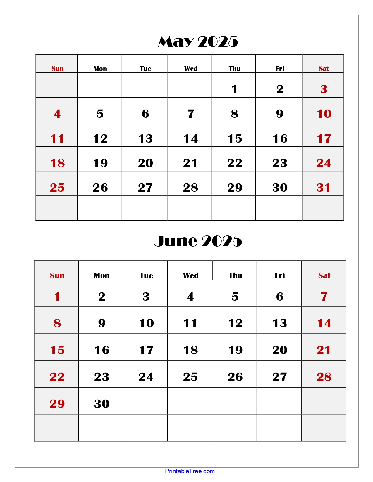 May And June 2025 Calendar Printable Pdf | Two Months Calendar with regard to May and June 2025 Calendar