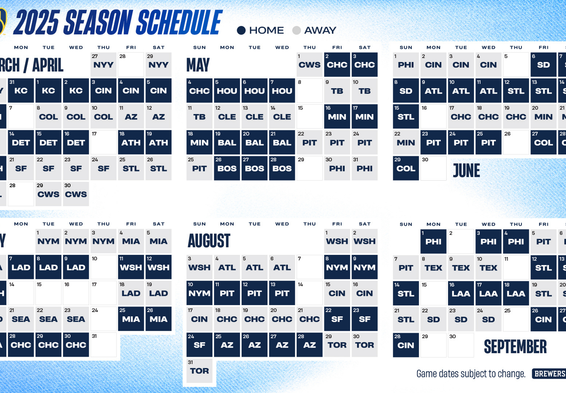 Milwaukee Brewers Dropped Its 2025 Schedule Thursday inside Mlb Milwaukee Brewers 2025 Calendar Printable