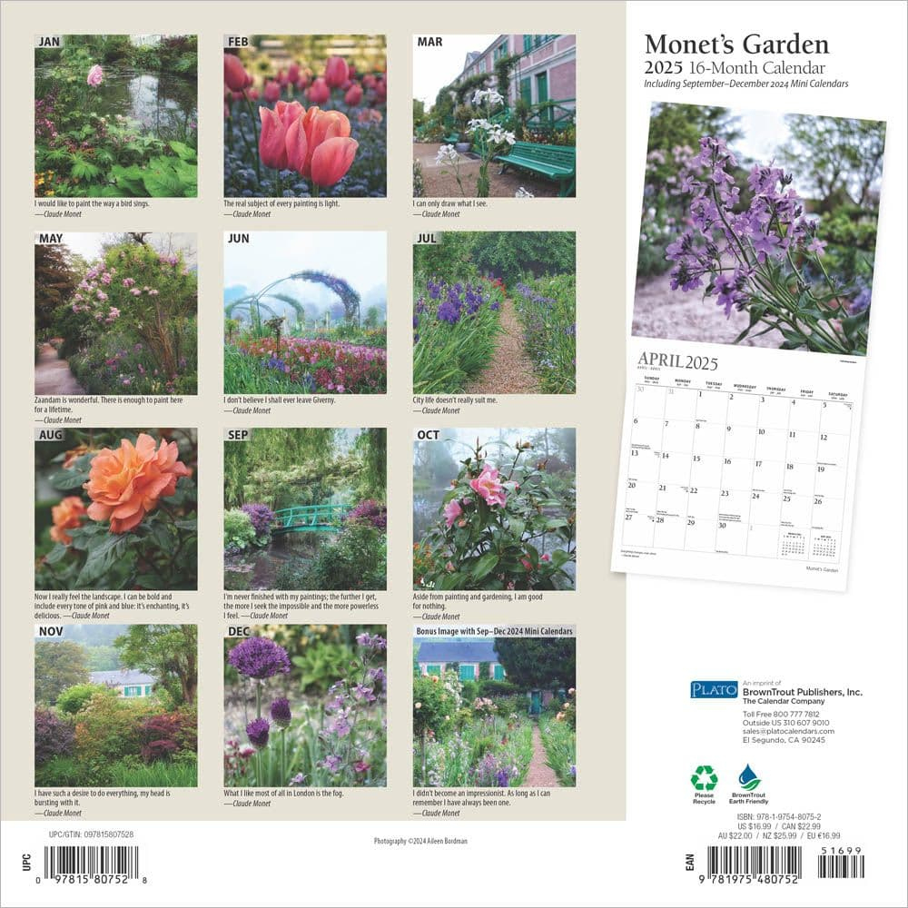 Monets Garden Plato 2025 Wall Calendar - Calendars intended for Monets Garden Plato 2025 Calendar Printable