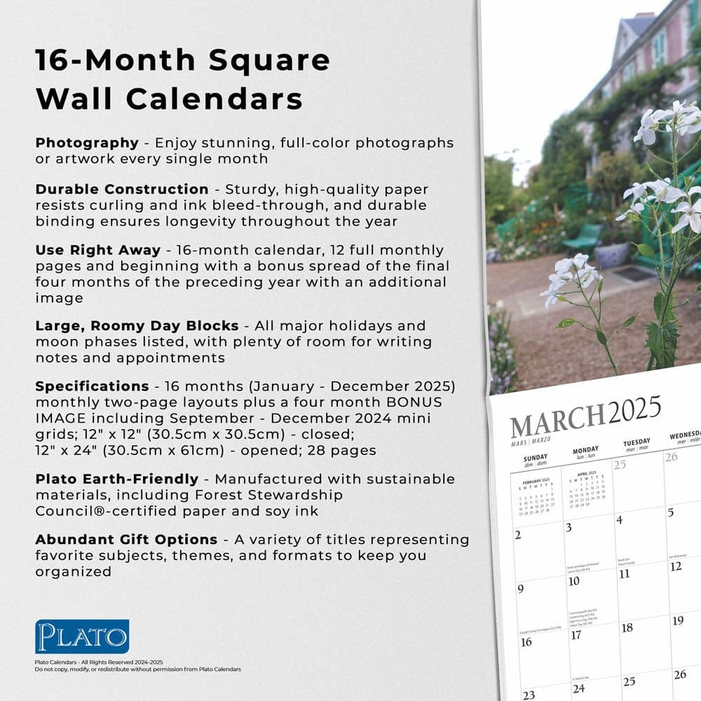 Monets Garden Plato 2025 Wall Calendar - Calendars pertaining to Monets Garden Plato 2025 Calendar Printable