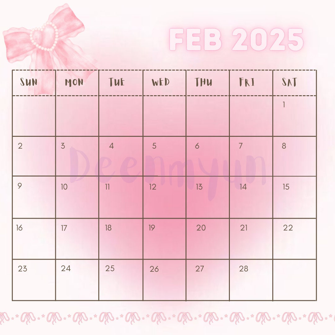 Monthly Calendar 2025 | Pink Pastel | Printable Pdf Format in Vintage Pink 2025 Calendar Printable