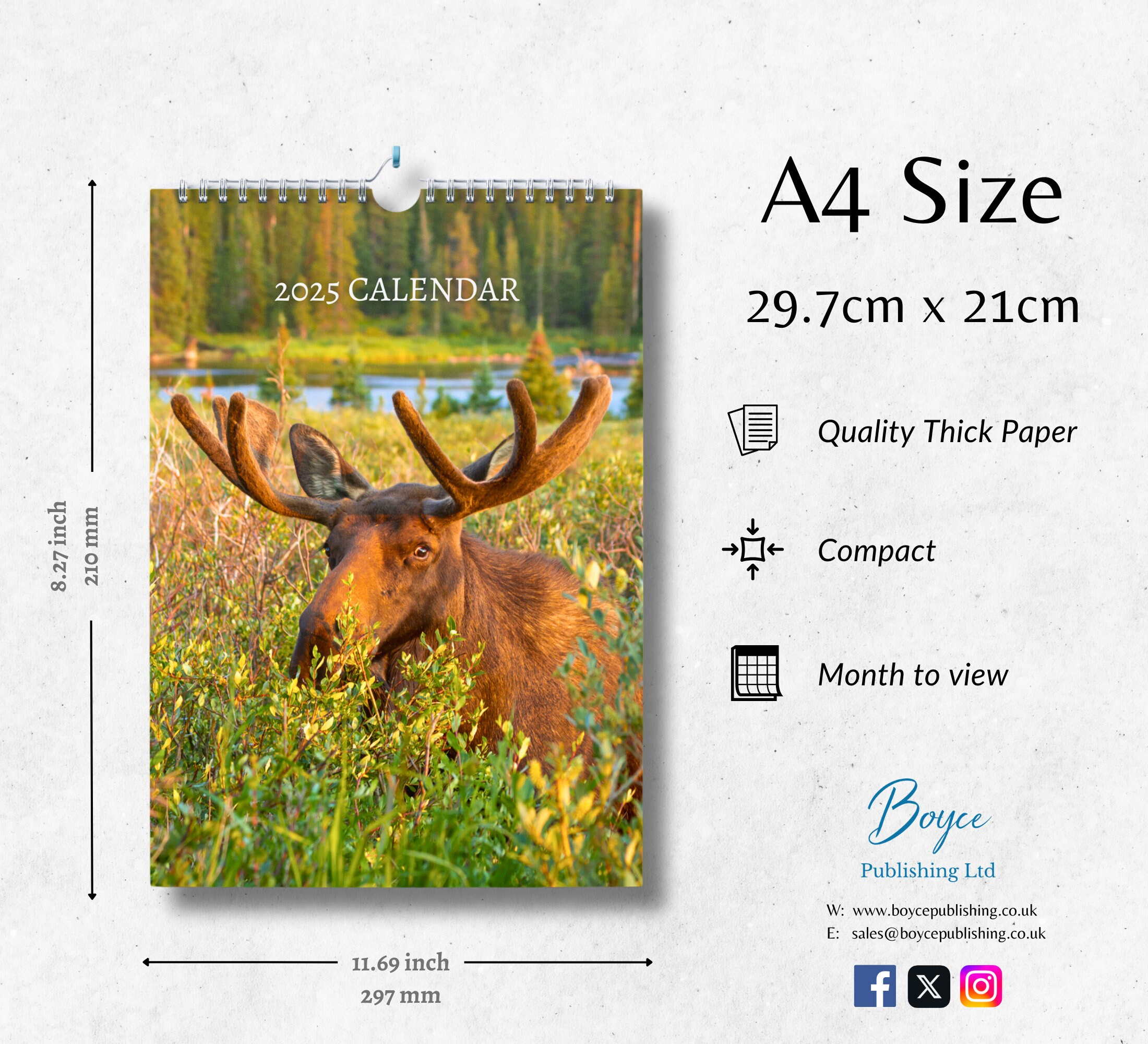 Moose Calendar 2025: Monthly Wall Calendar With Notes, Hanging A4 pertaining to Just Moose 2025 Calendar Printable