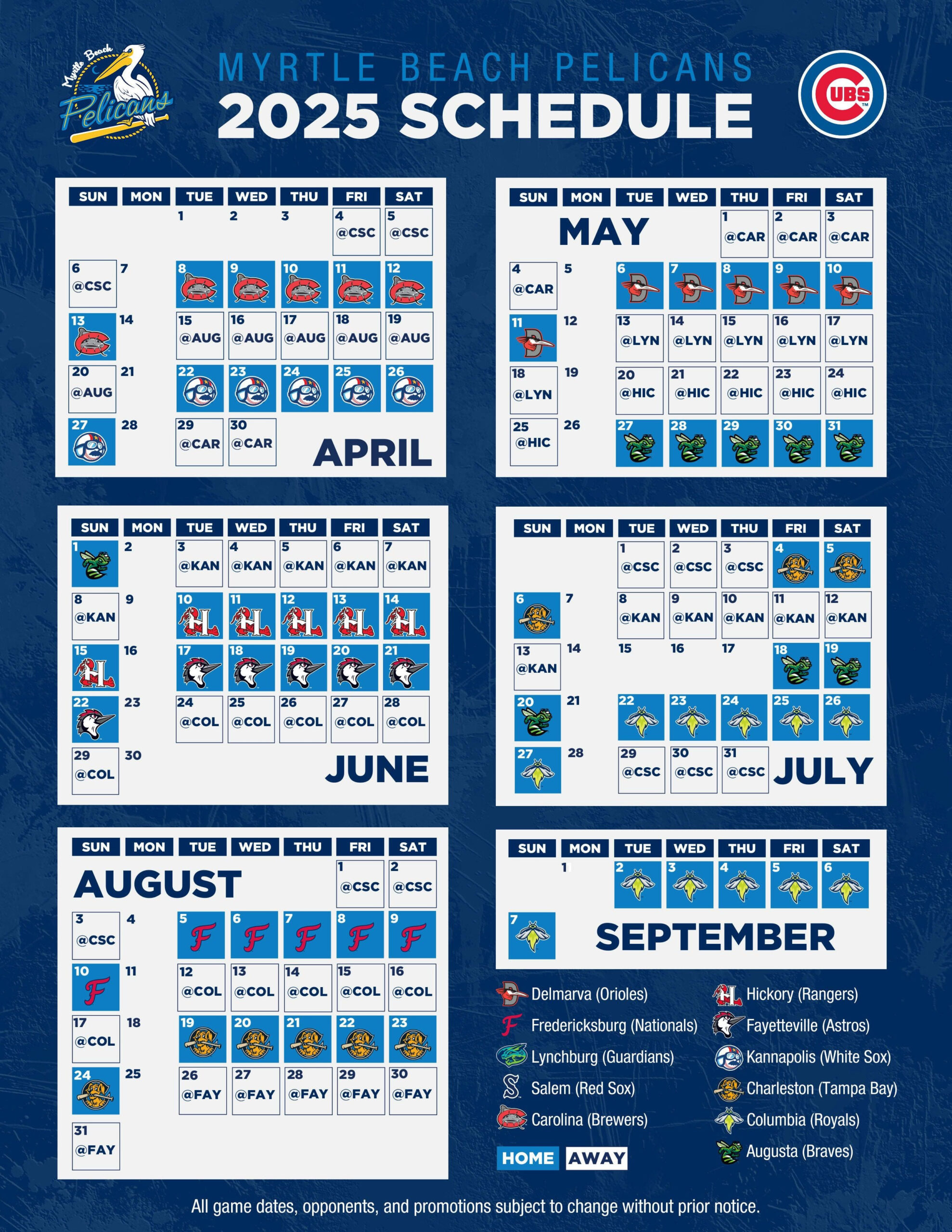 Myrtle Beach Pelicans Announce 2025 Schedule regarding Carolina Coast 2025 Calendar Printable