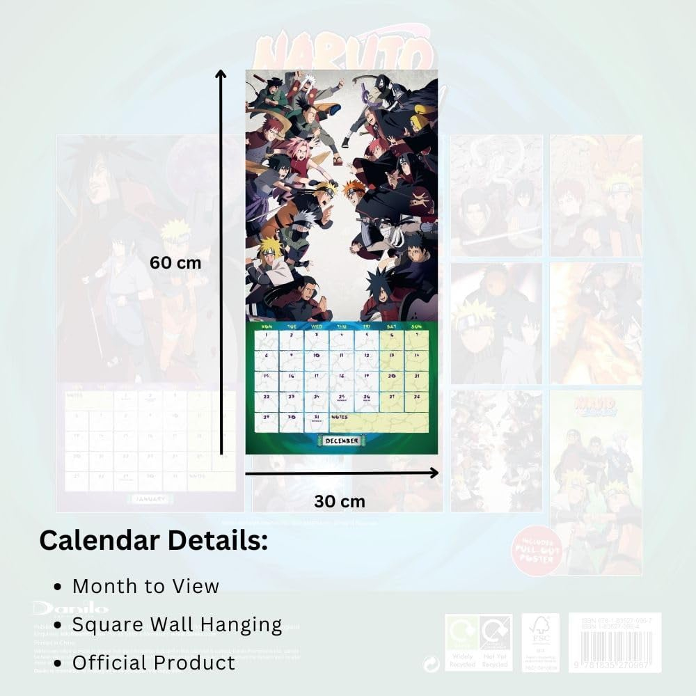 Naruto - Official 2025 Calendar - Shippuden pertaining to Naruto 2025 Calendar Printable
