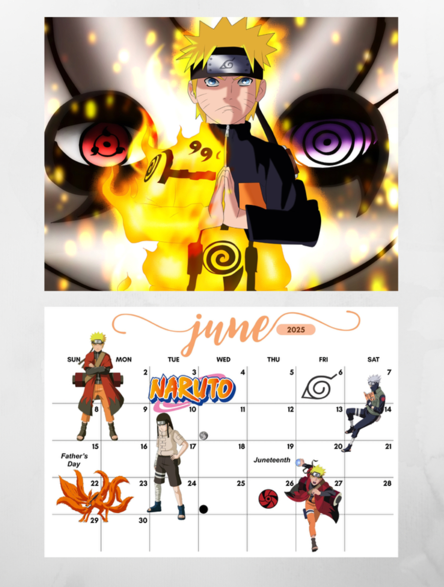 Naruto Wall Calendar 2025 | Ebay throughout Naruto 2025 Calendar Printable