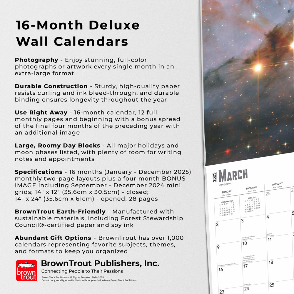 Nasa Explore The Universe | 2025 14 X 24 Inch Monthly Deluxe Wall inside Nasa Explore the Universe Deluxe 2025 Calendar Printable
