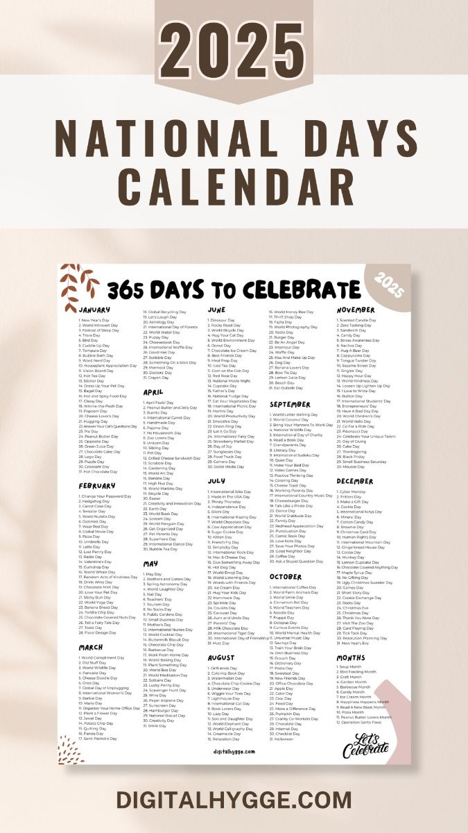National Days And Holidays 2025 Printable Pdf in National Day 2025 Calendar Printable