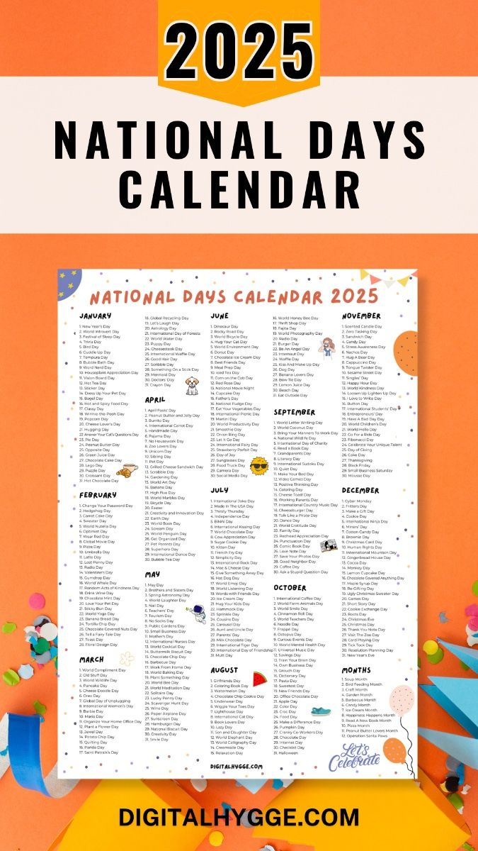 National Days Calendar 2025 Printable Pdf regarding National Day 2025 Calendar Printable