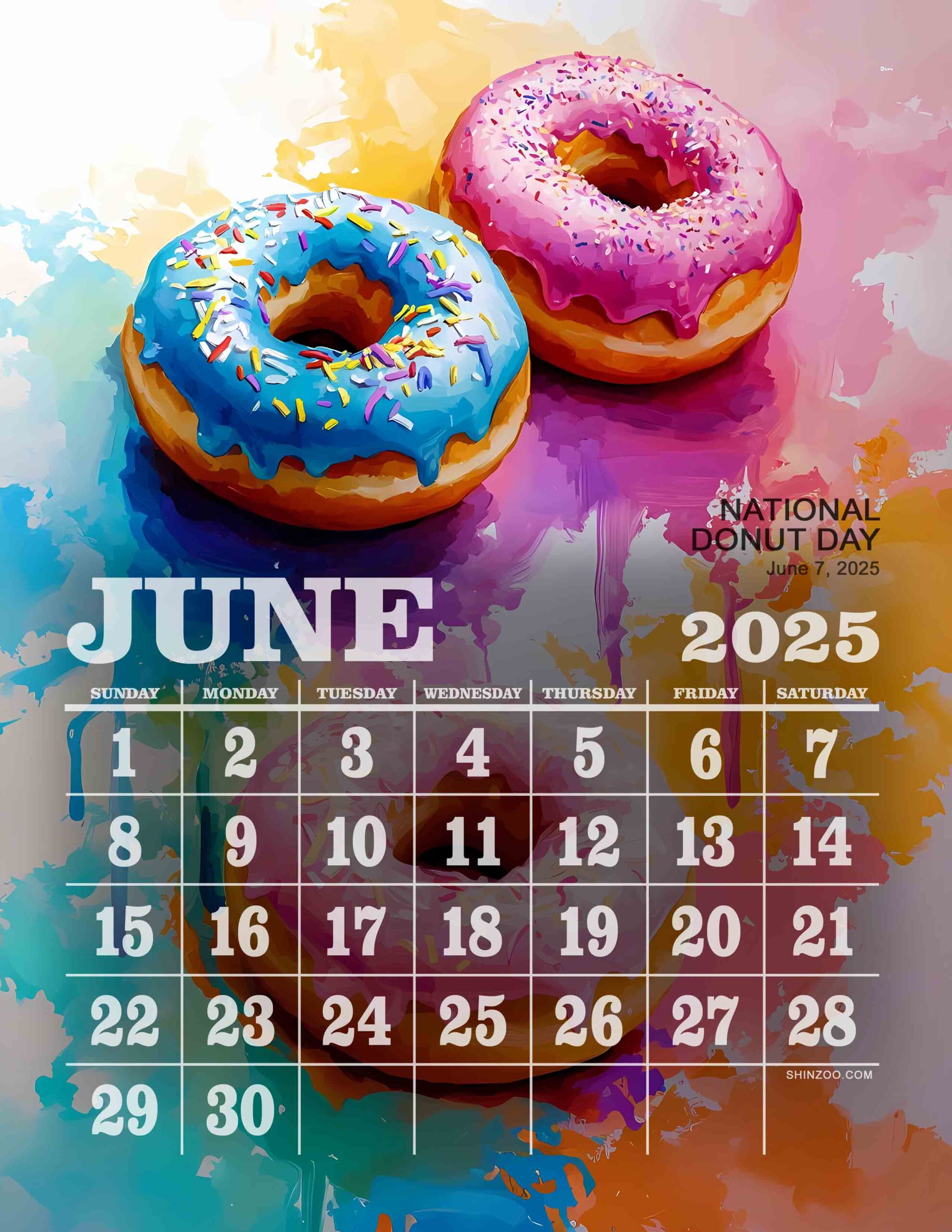 National Donut Day 2025 June Calendar Donut Lover Pastry Calendar intended for Do Or Donut 2025 Calendar Printable