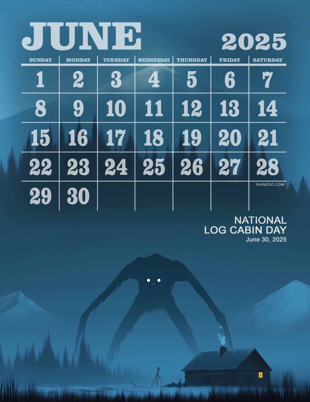 National Log Cabin Day 2025 June Calendar Eerie Dark Fantasy intended for Life is Better By the Cabin 2025 Calendar Printable