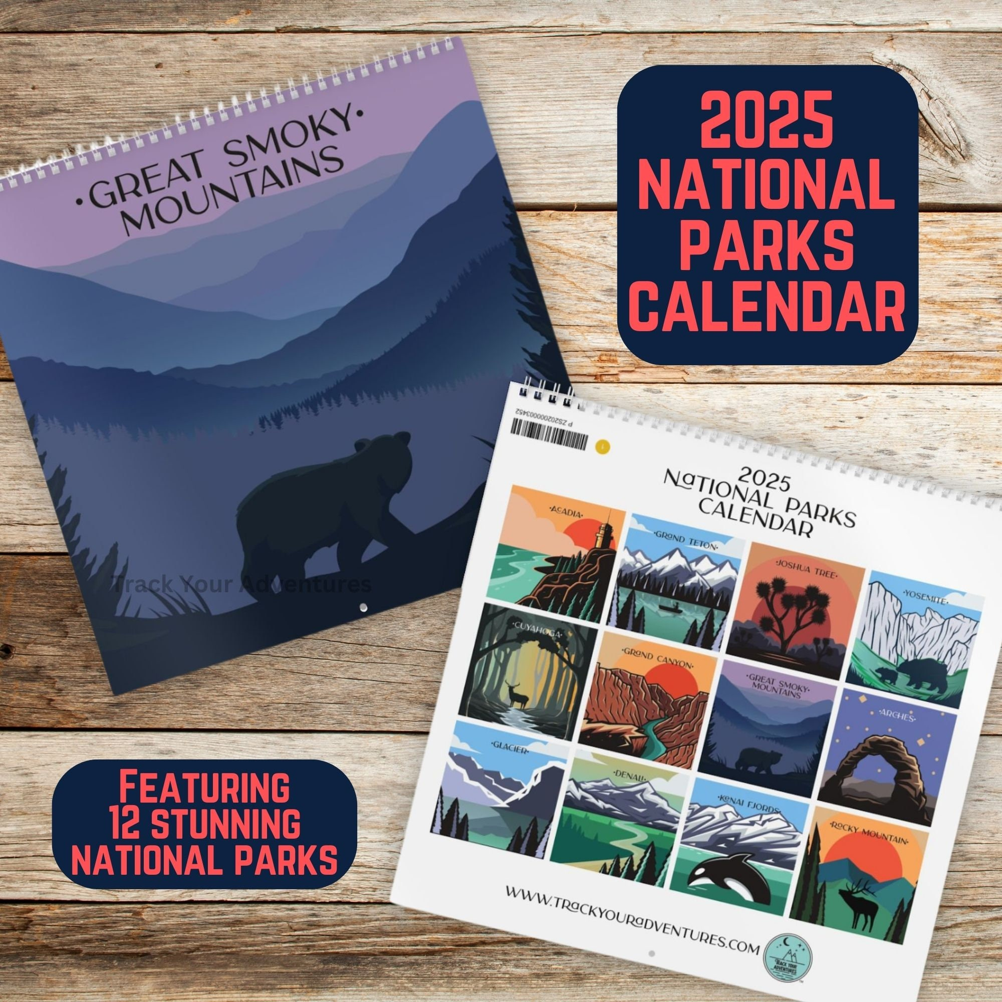 National Parks Calendar 2025, National Park Gift, 2025 Wall within Great Smokies 2025 Calendar Printable
