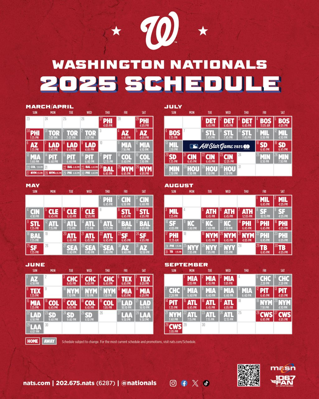 Nationals Printable Schedule | Washington Nationals inside Mlb Washington Nationals 2025 Calendar Printable