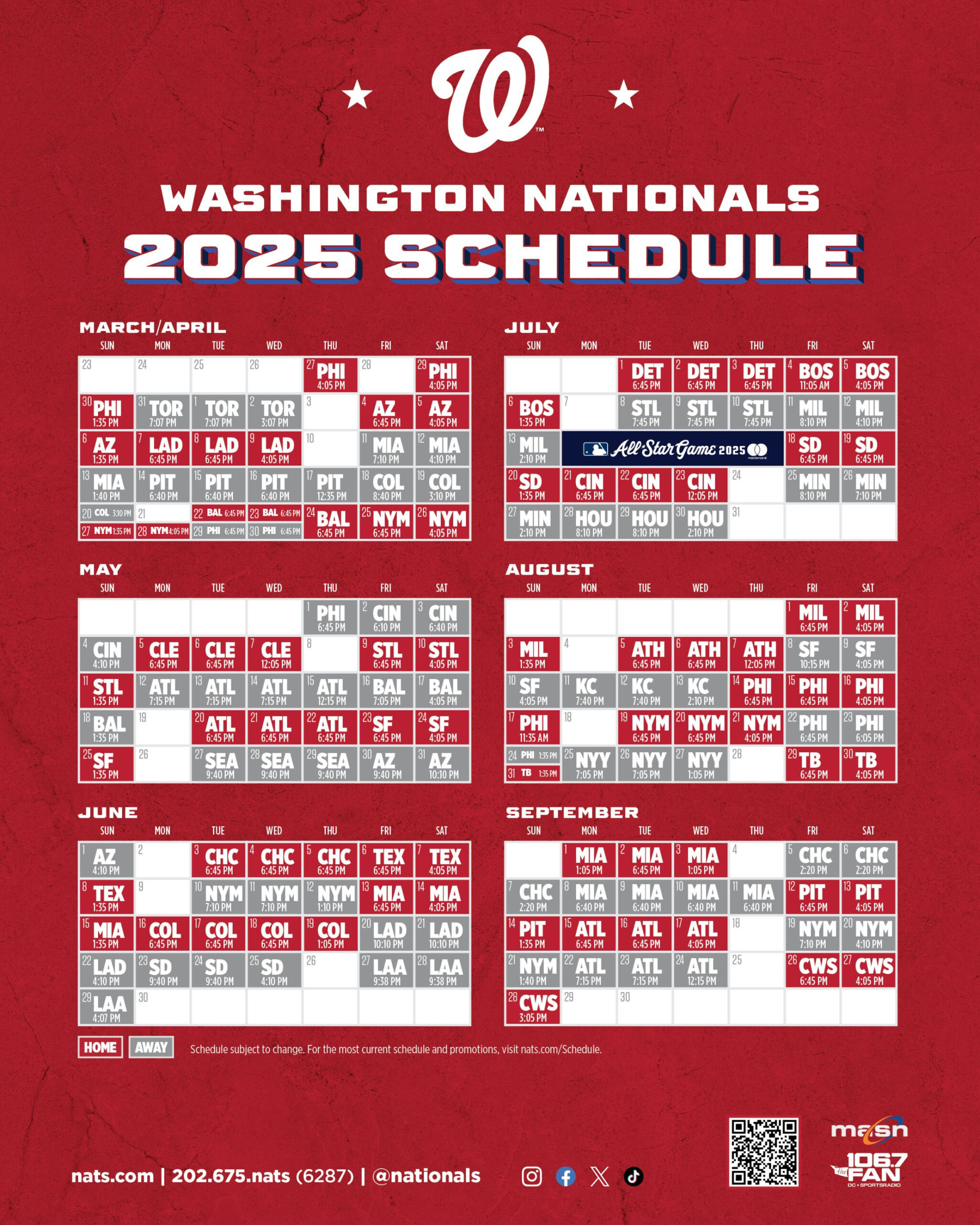 Nationals Printable Schedule | Washington Nationals with regard to Mlb Washington Nationals 2025 Calendar Printable