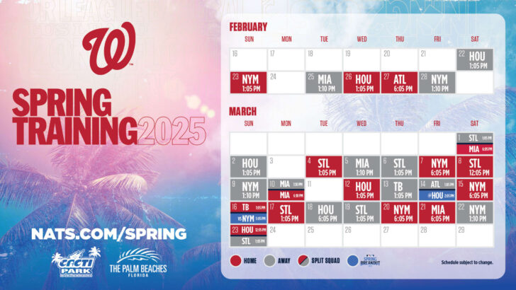 MLB Washington Nationals 2025 Calendar Printable