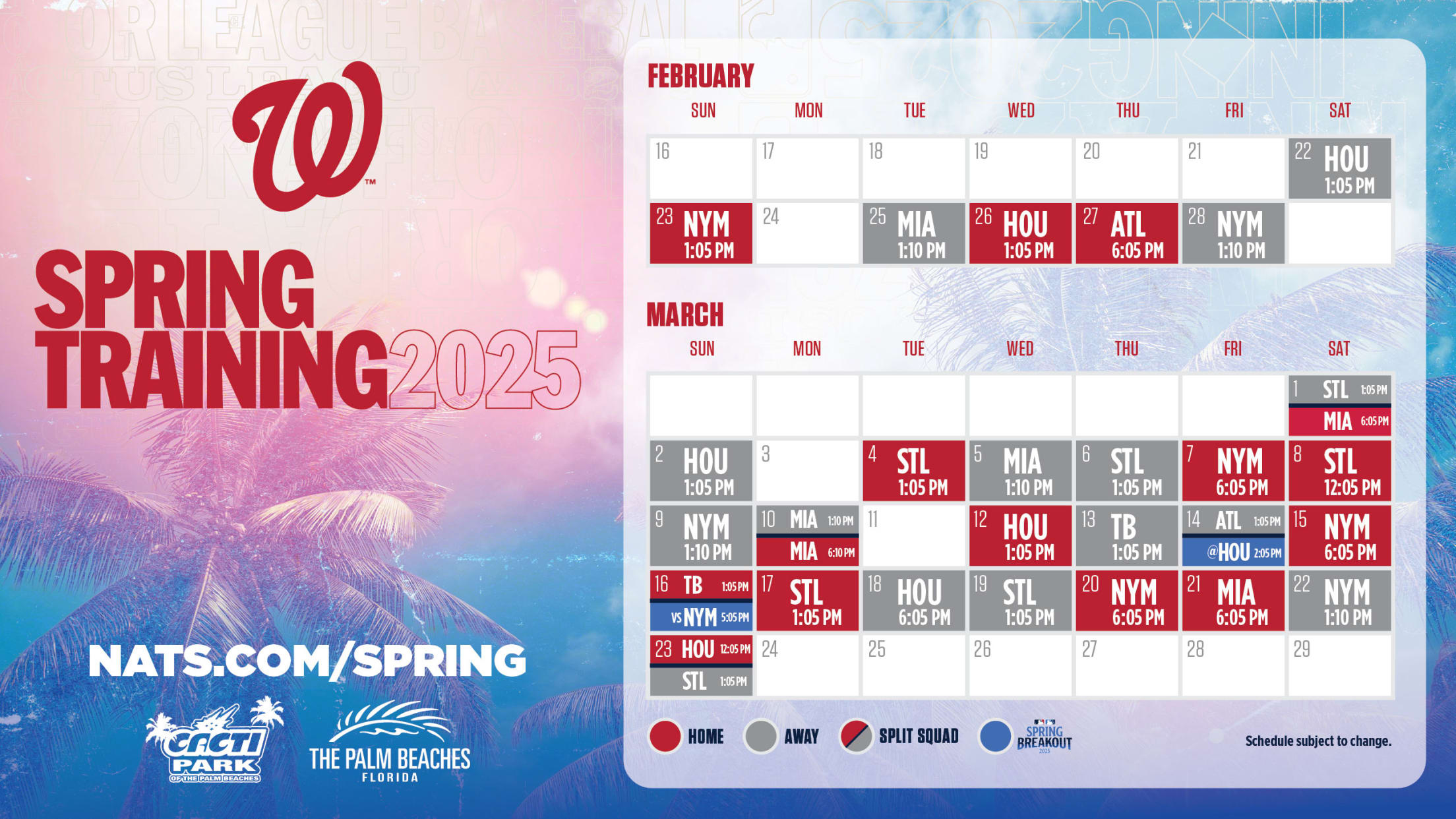 Nationals Spring Training | Washington Nationals regarding MLB Washington Nationals 2025 Calendar Printable