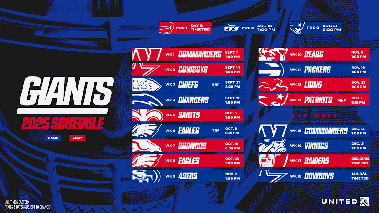 New York Giants Release Official 2025 Schedule pertaining to NFL New York Giants 2025 Calendar Printable