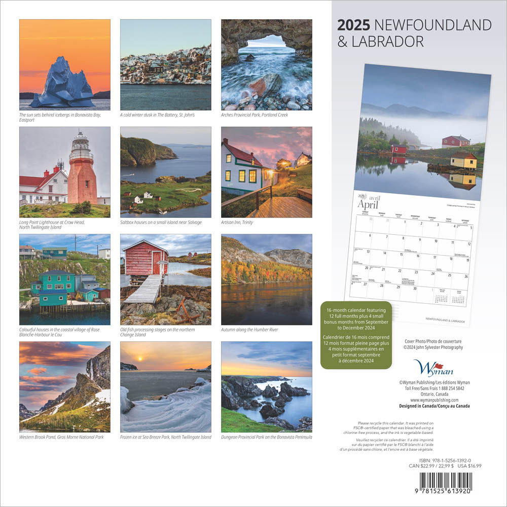 Newfoundland &amp;amp; Labrador | 2025 12 X 24 Inch Monthly Square Wall in Newfoundland and Labrador 2025 Calendar Printable