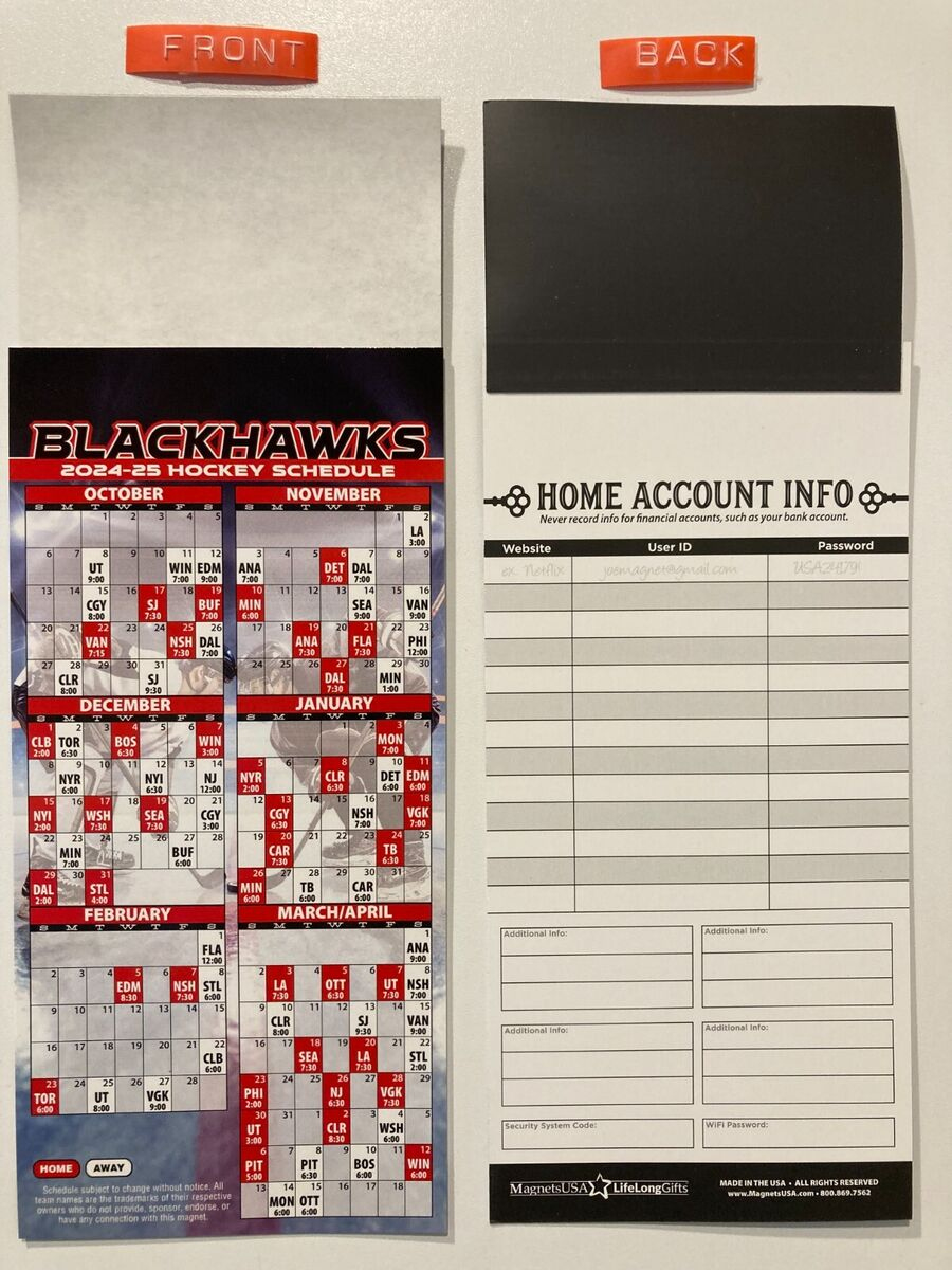 Nhl 2024-2025 Chicago Blackhawks Magnet Schedule Teams, Dates intended for NHL Chicago Blackhawks 2025 Calendar Printable