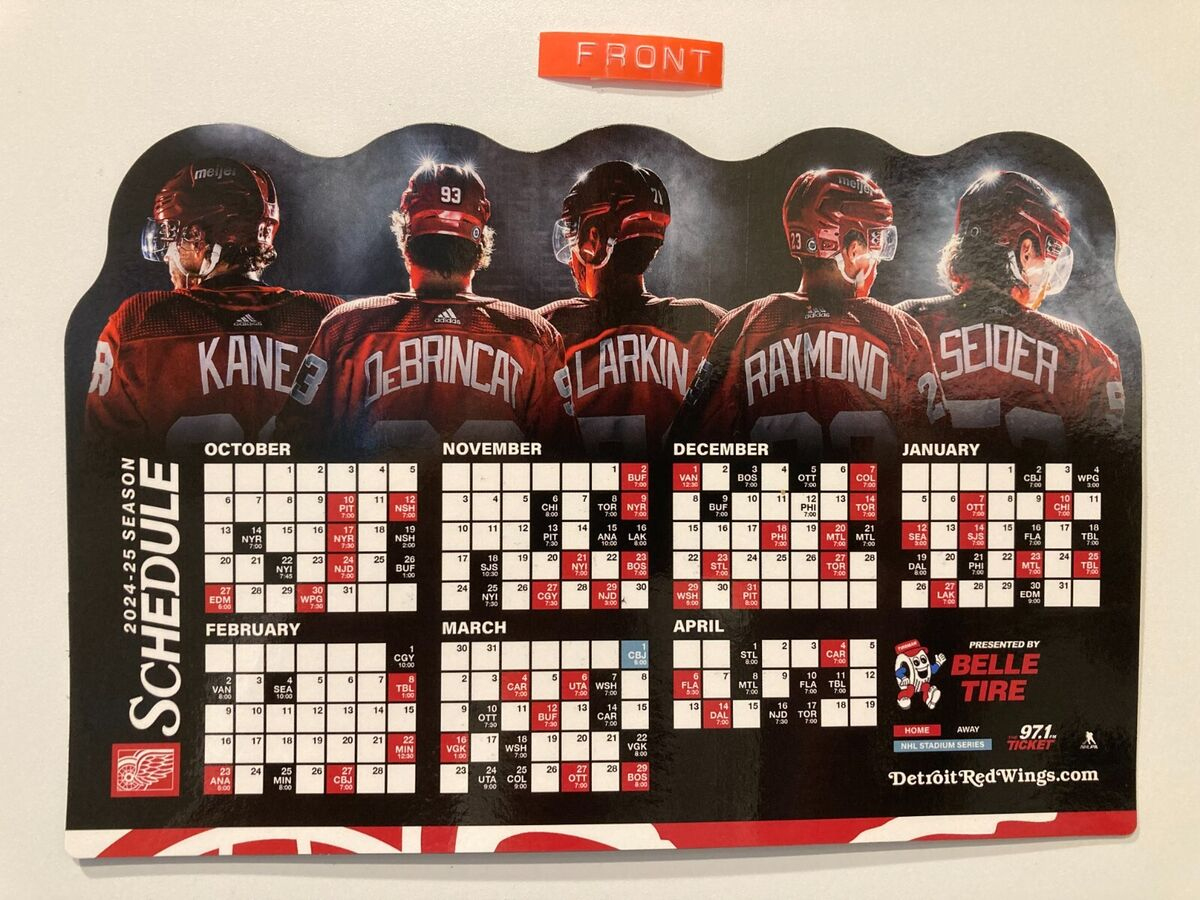 Nhl Detroit Red Wings 2024-25 Magnet Schedule 6&amp;quot; X 9&amp;quot; Five Players with Nhl Detroit Red Wings 2025 Calendar Printable