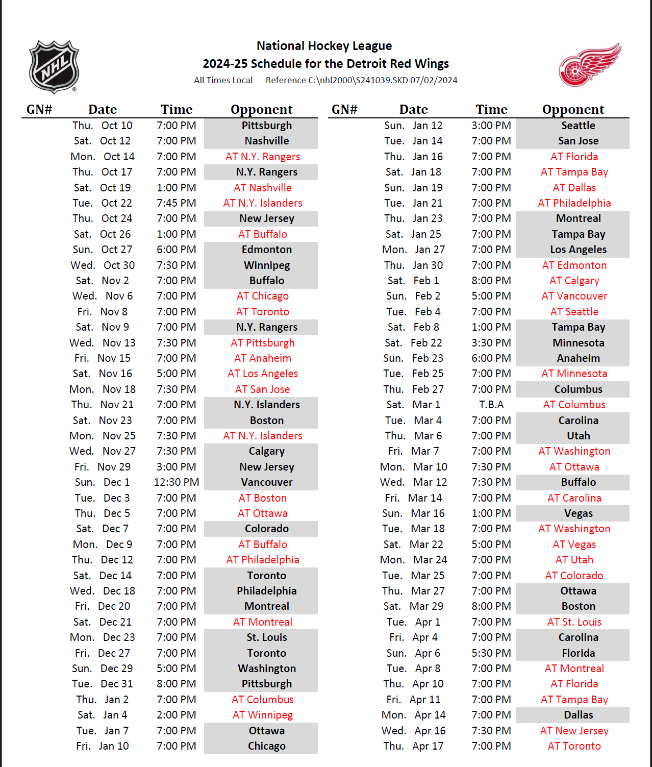 Nhl Releases 2024-2025 Season Schedule: Here&amp;#039;S The Red Wings&amp;#039; Sked within Nhl Detroit Red Wings 2025 Calendar Printable
