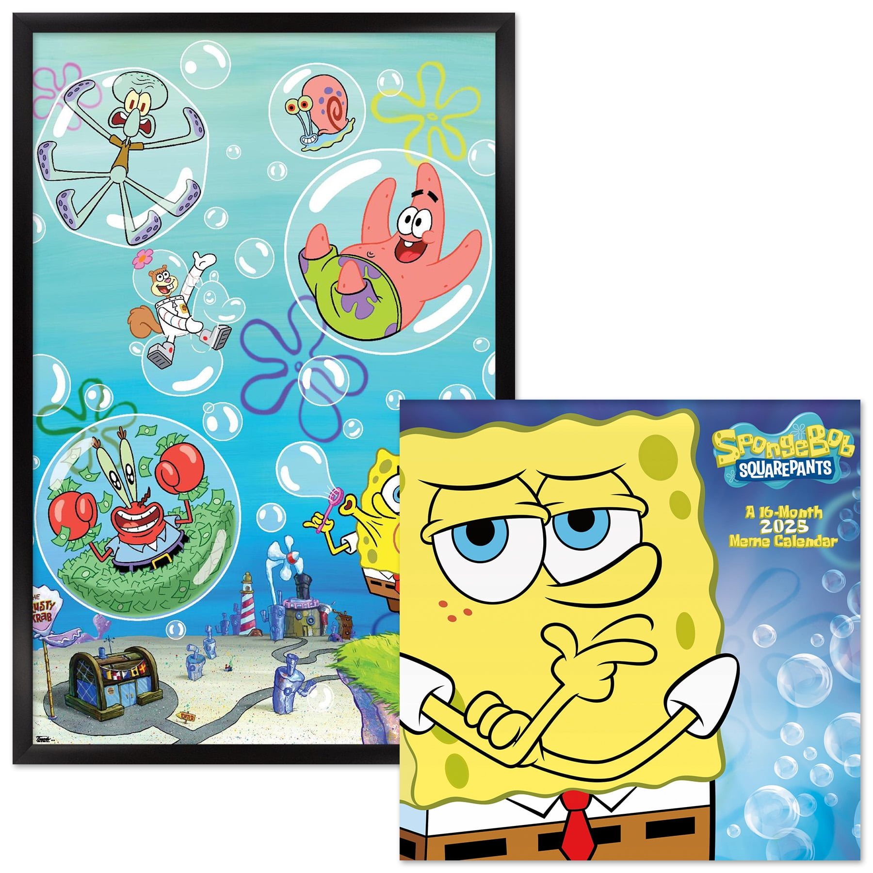 Nickelodeon Spongebob Squarepants Framed Poster And 2025 Calendar regarding Spongebob Squarepants 2025 Calendar Printable