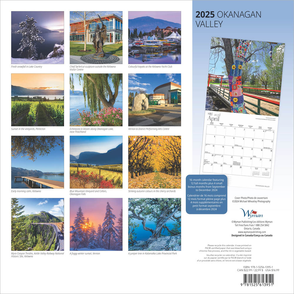 Okanagan Valley | 2025 12 X 24 Inch Monthly Square Wall Calendar in Okanagan Valley 2025 Calendar Printable