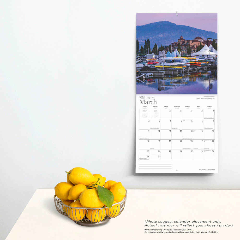 Okanagan Valley | 2025 12 X 24 Inch Monthly Square Wall Calendar inside Okanagan Valley 2025 Calendar Printable