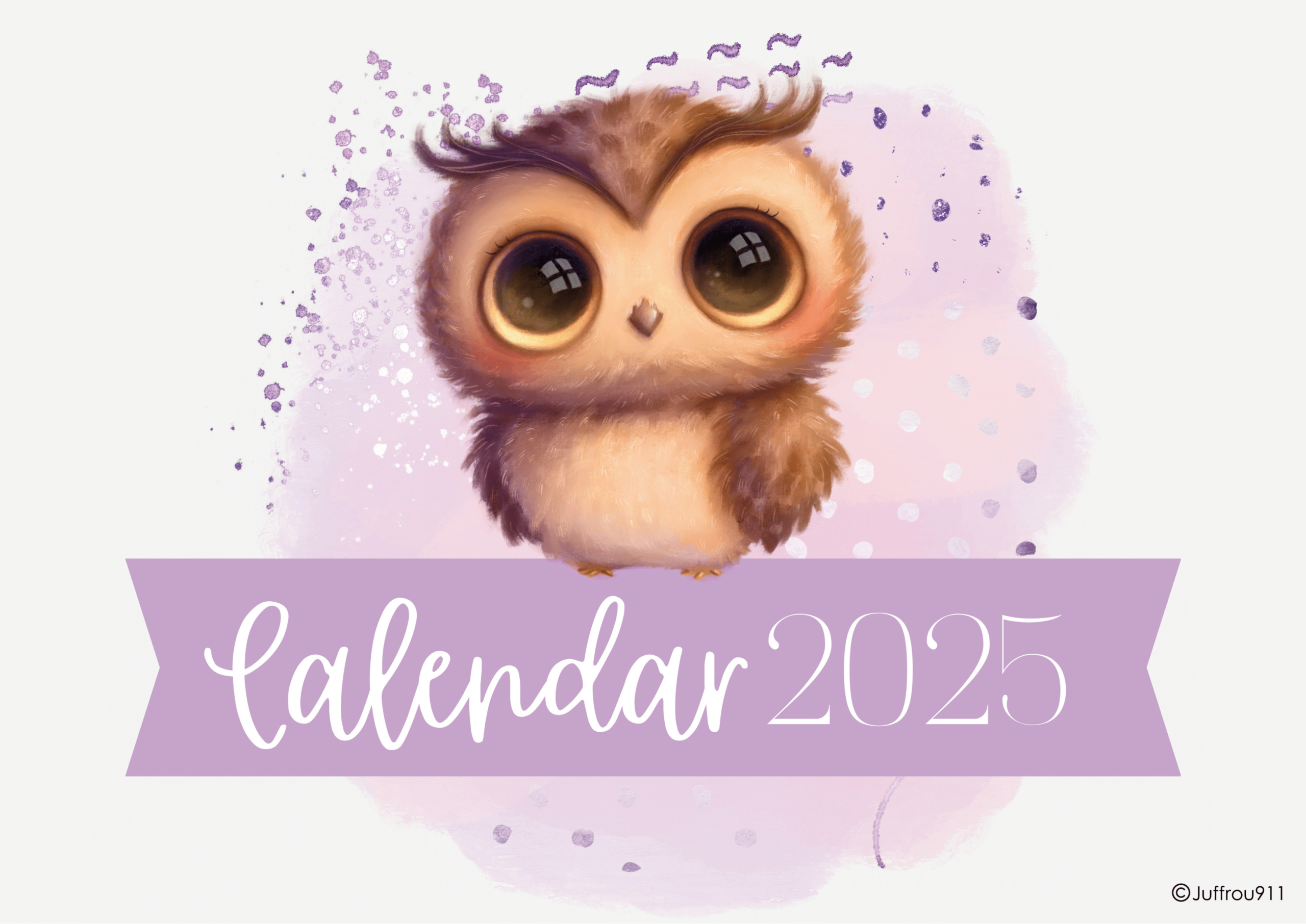 Owl Desk Calendar A3 - 2025 - Juffrou 911 with regard to Owls 2025 Calendar Printable