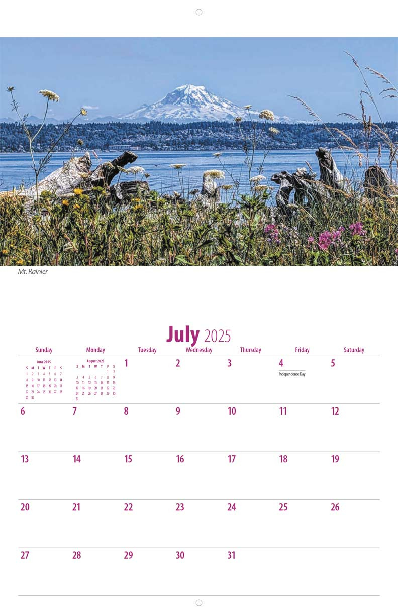 Pacific Northwest 2025 Calendar - Yearbox Calendars throughout Pacific Coast 2025 Calendar Printable