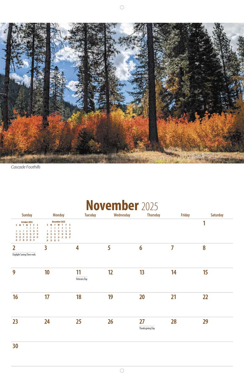 Pacific Northwest 2025 Calendar - Yearbox Calendars with regard to Pacific Northwest Photo 2025 Calendar Printable