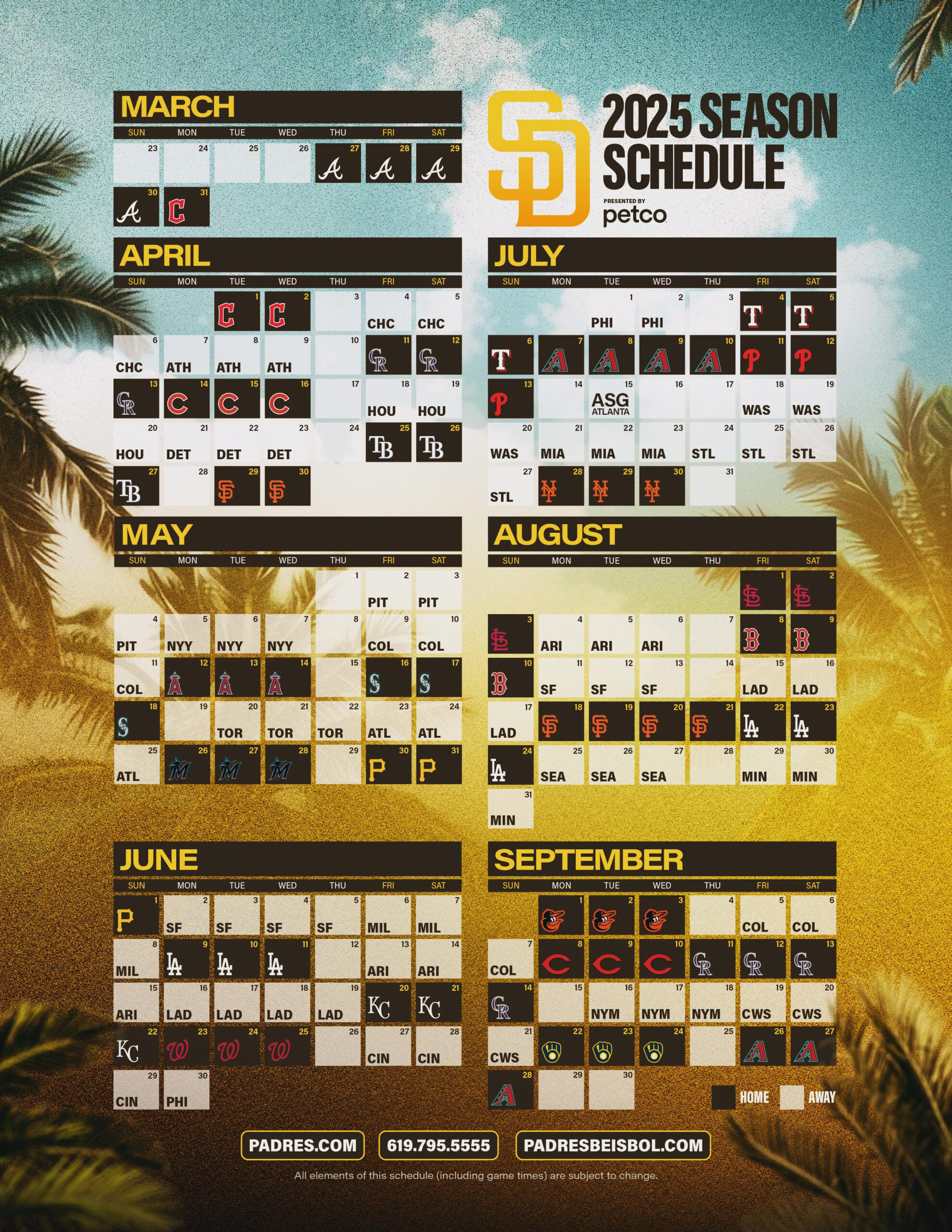 Padres 2025 Season Schedule : R/Padres for San Diego 2025 Calendar Printable