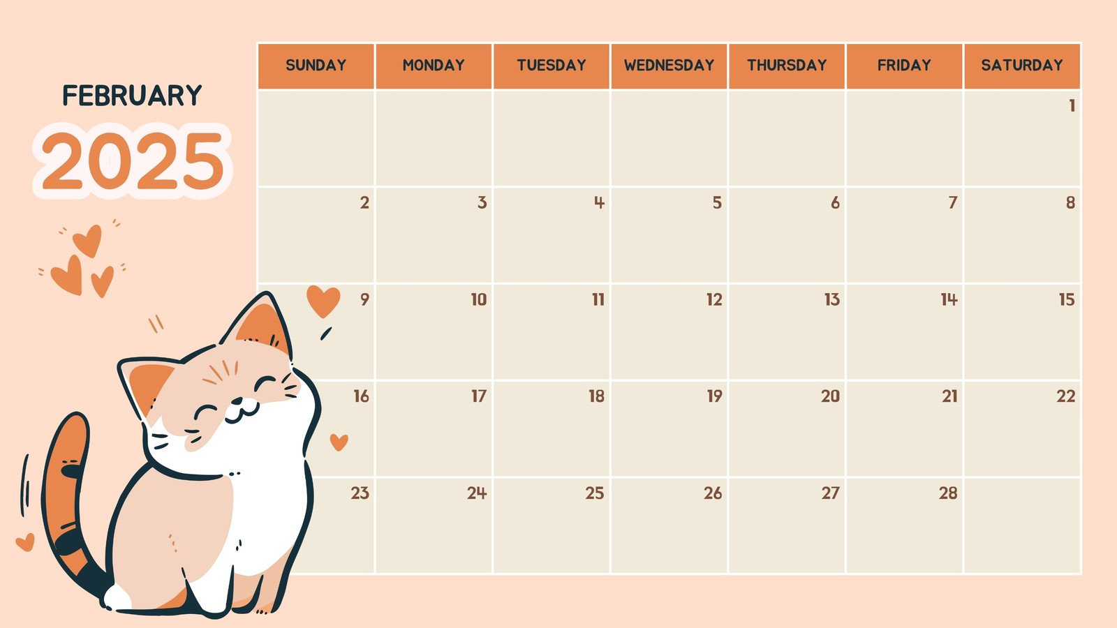 Page 2 - Free And Customizable Cartoon Calendar Templates | Canva intended for Cat in a Box 2025 Calendar Printable
