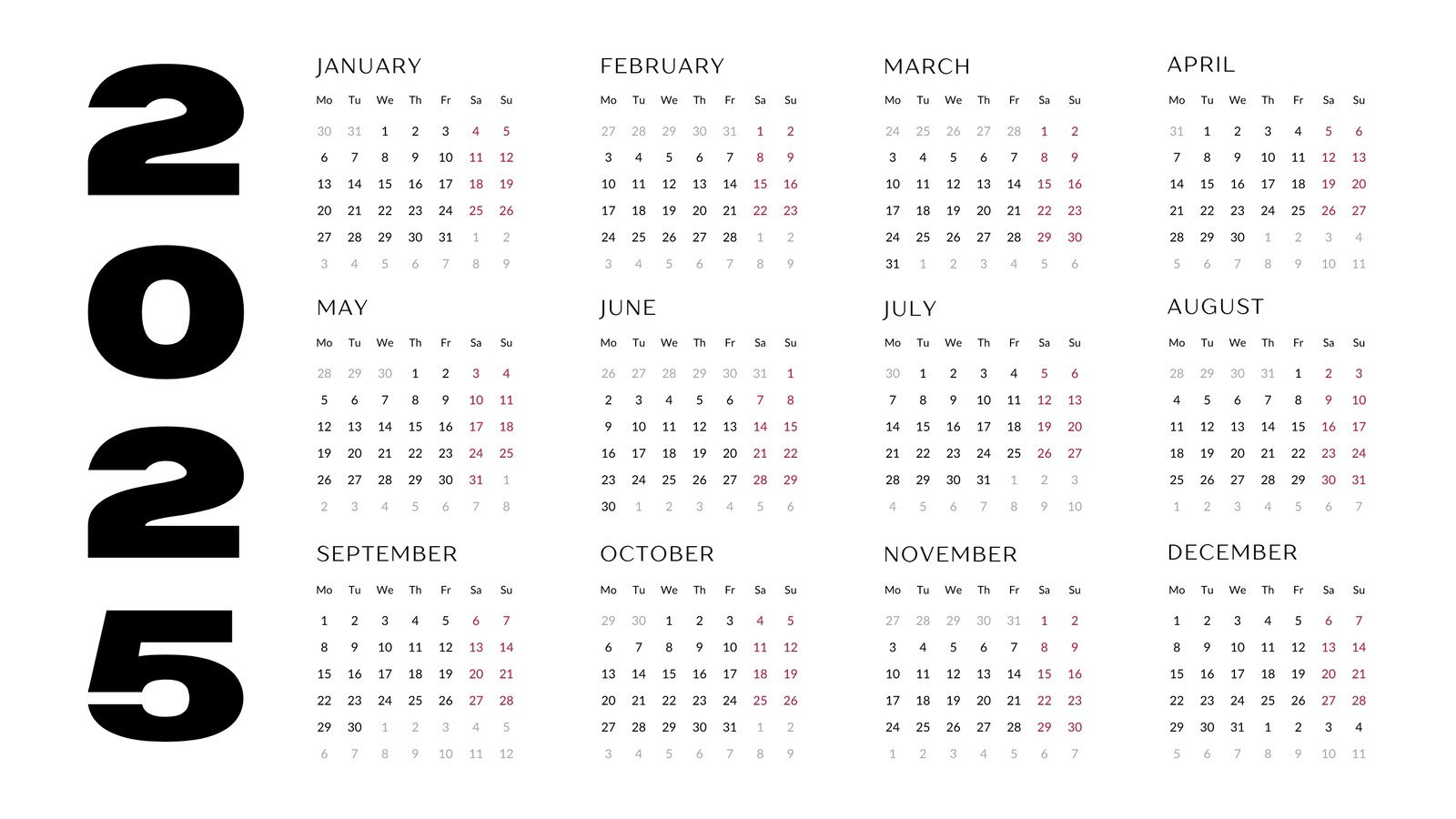 Page 2 - Free, Printable, Customizable Monthly Calendar Templates intended for Postcard 2025 Calendar Printable