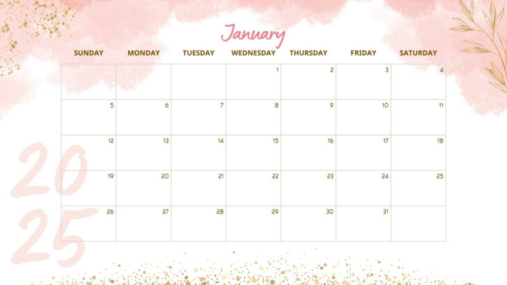 Pink Vibes Only 2025 Calendar Printable