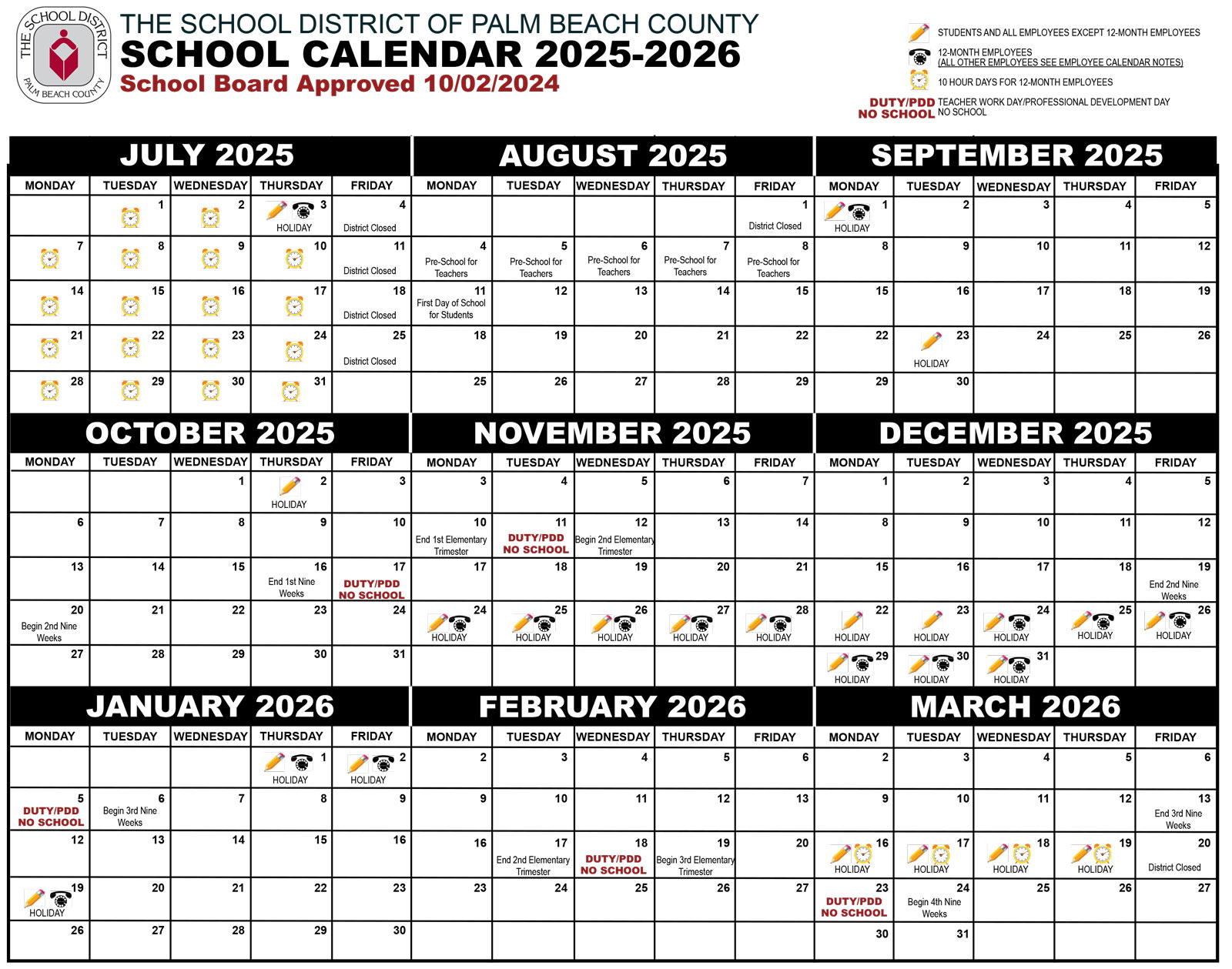 Palm Beach County School Calendar 2025-2026 with regard to Florida 2025 Calendar Printable
