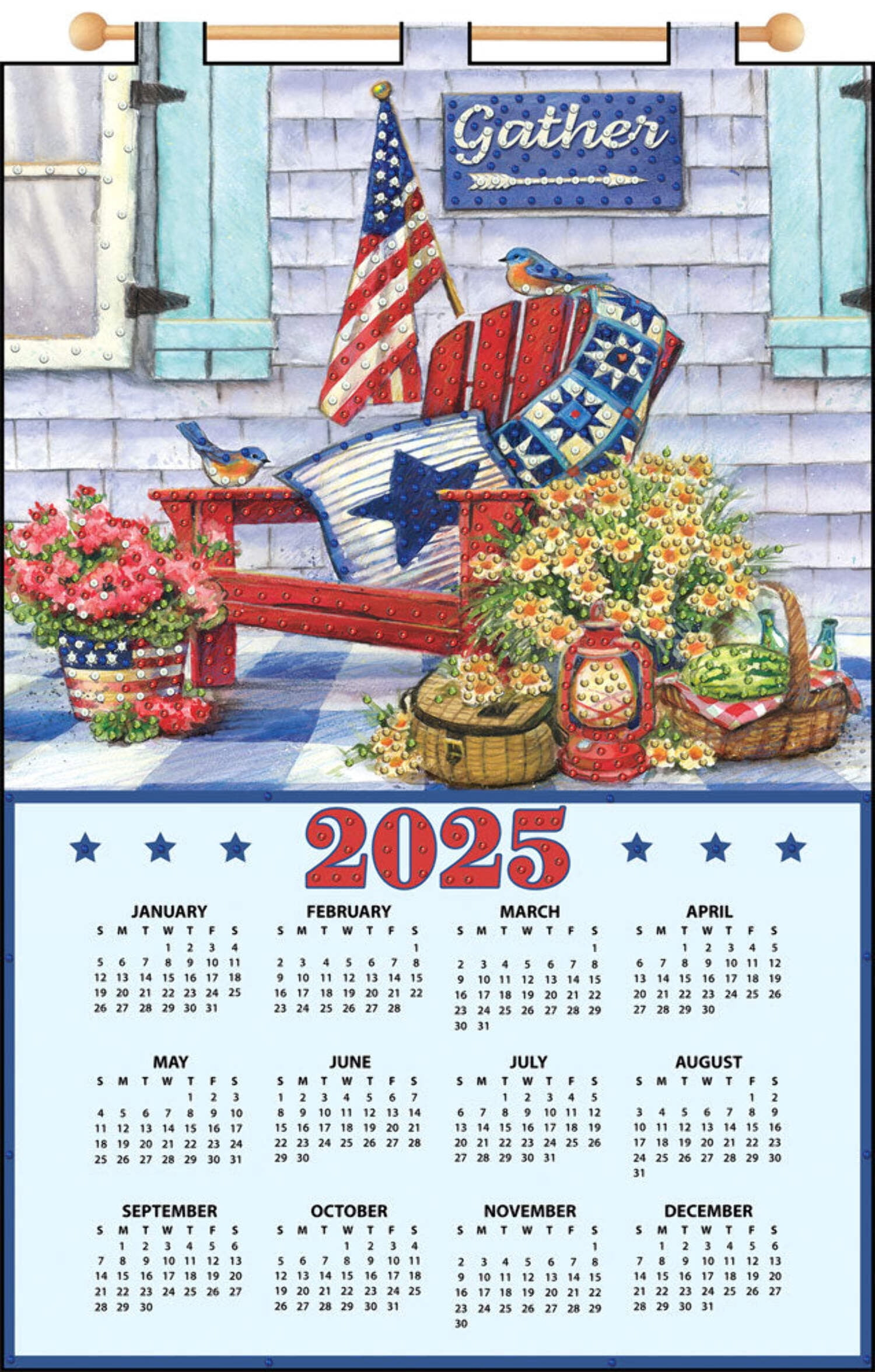 Patriotic Porch 2025 Felt Sequin Calendar - Walmart regarding Out On the Porch 2025 Calendar Printable