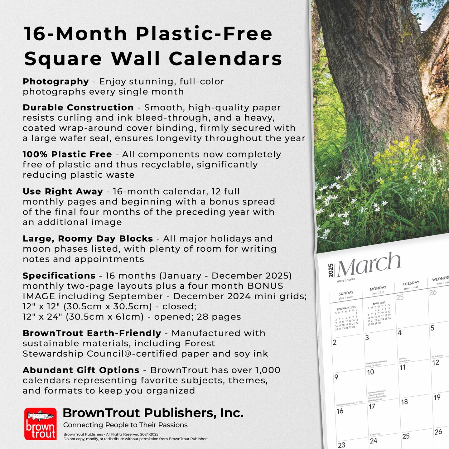 Pennsylvania Wild &amp;amp; Scenic | 2025 12 X 24 Inch Monthly Square Wall Calendar | Plastic-Free | Browntrout | Usa United States Of America Northeast State intended for Pennsylvania Wild And Scenic 2025 Calendar Printable