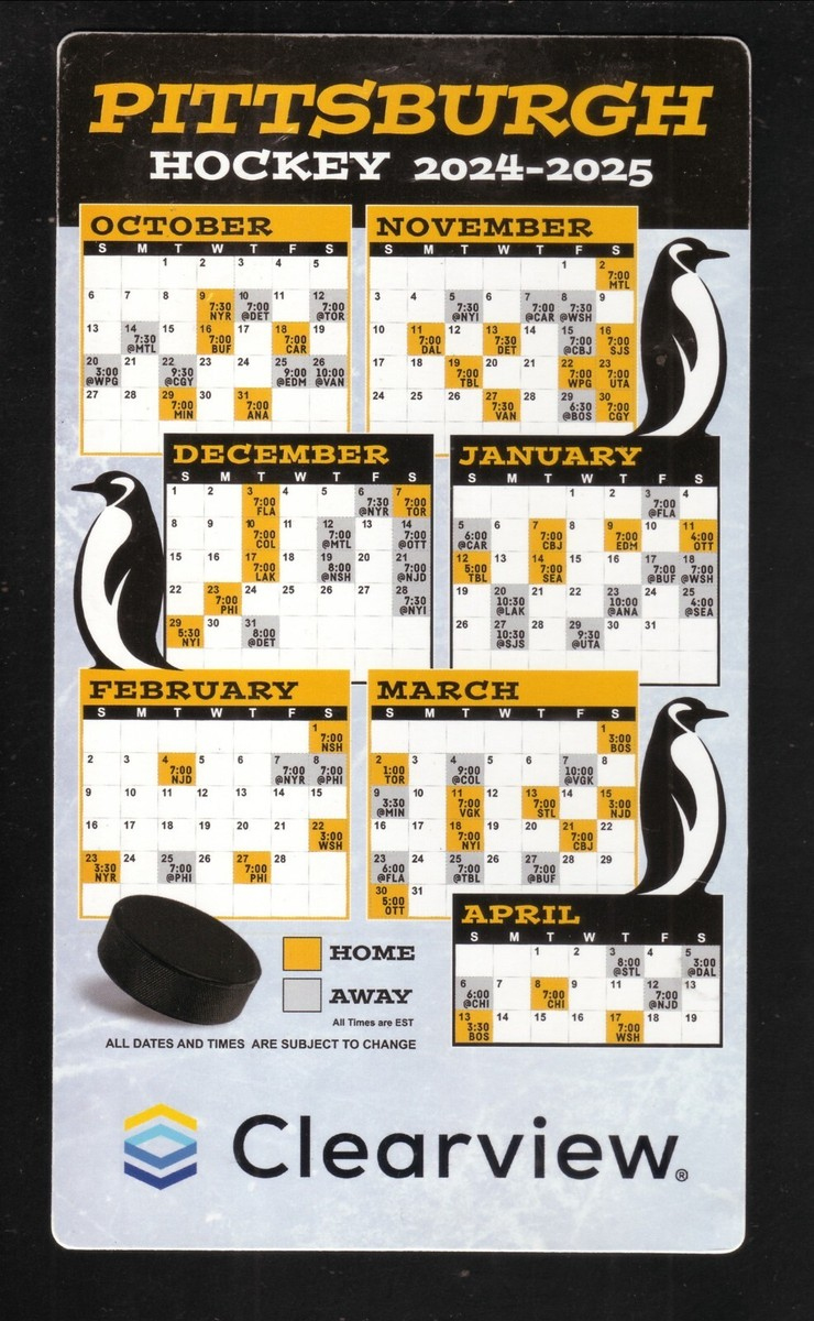 Pittsburgh Penguins--2024-25 Magnet Schedule--Clearview Federal Credit Union within Nhl Pittsburgh Penguins 2025 Calendar Printable