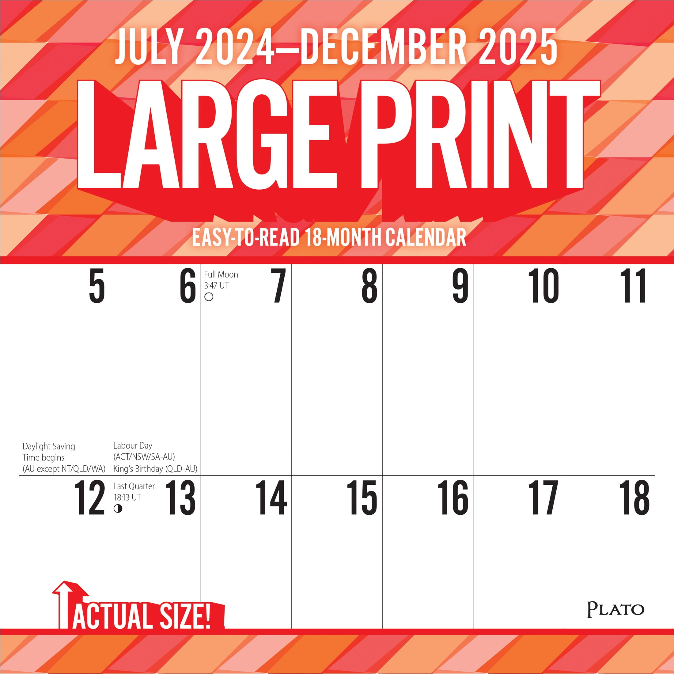 Plato Large Print 2025 Matte 18 Month Wall Calendar With Bonus Pages, 12X24, Multicolor inside Tropical Islands 18 Month Plato 2025 Calendar Printable