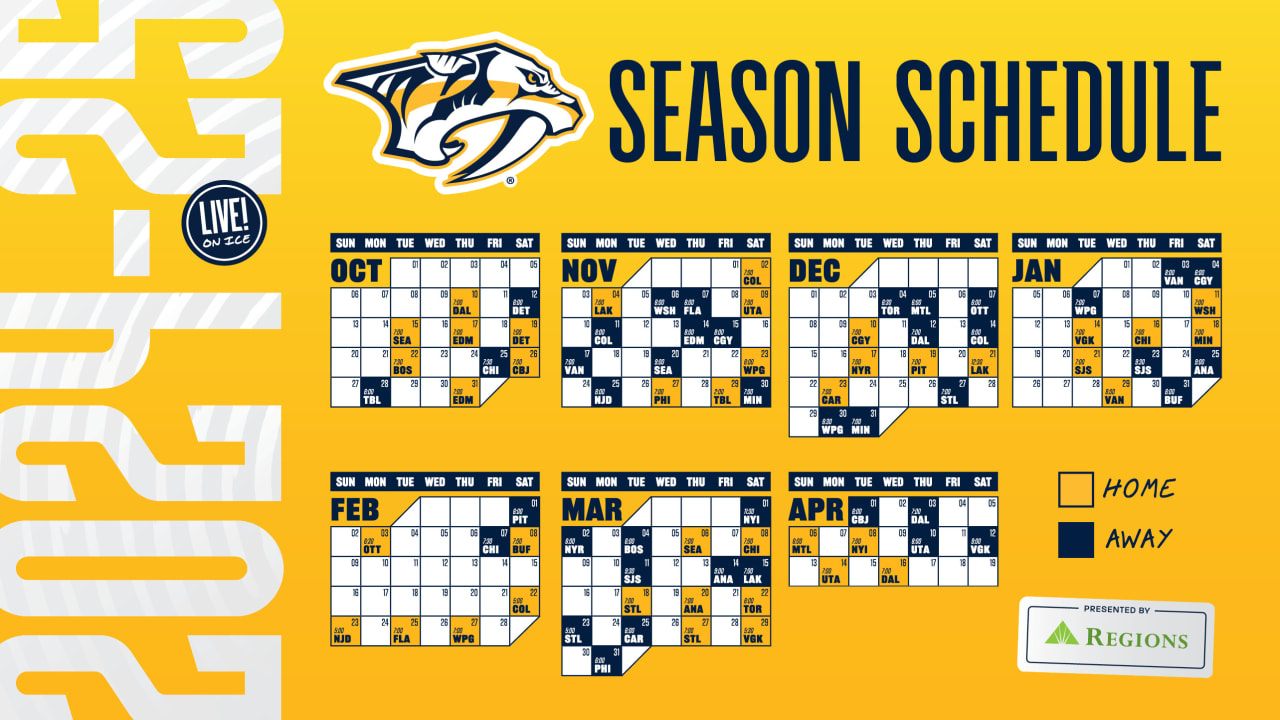 Predators Announce 2024-25 Nhl Season Schedule; Home Opener Set for Nhl Nashville Predators 2025 Calendar Printable