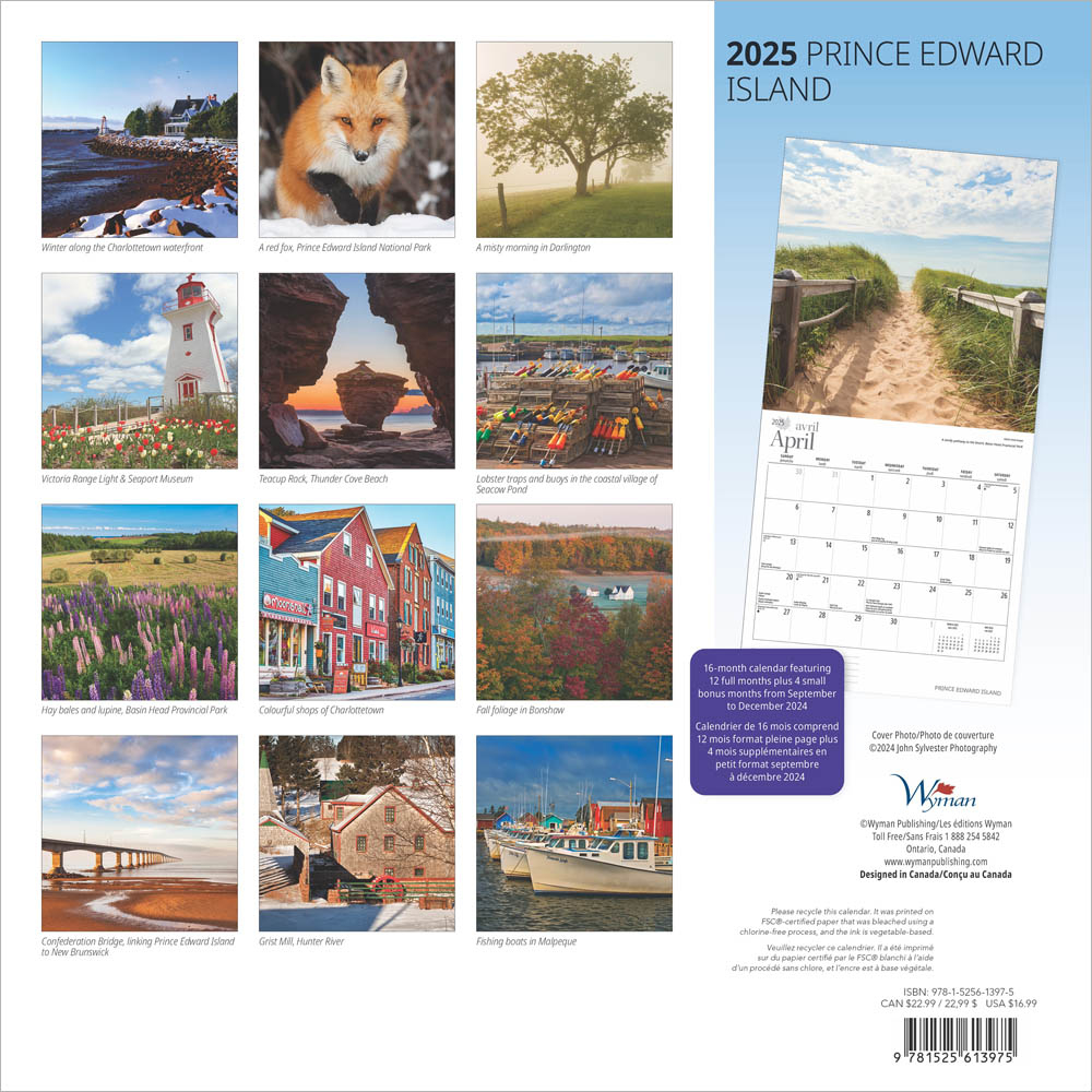Prince Edward Island | 2025 12 X 24 Inch Monthly Square Wall Calendar throughout Prince Edward Island 2025 Calendar Printable